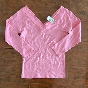 COPY - NWT Aeropostale Bubble Gum Pink V-Neck 3 Quarter Length Sleeve Shirt Top